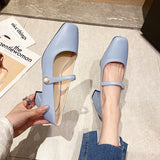 Nude Chunky Heel Mary Jane Shoes