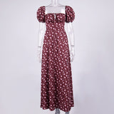 Women Summer Dresses Midi Dress Fashion Puff Sleeve Floral Dress