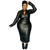 Women Plus Size Midi Dresses Skinny Sheath Knitted Dress