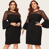 Nina Parker Dresses Sexy Mesh Flared Sleeves Fashion Slim-Fit Sheath Dress