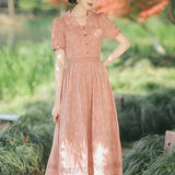 Women cottagecore Dress Summer Vintage Dress Patchwork Skirt