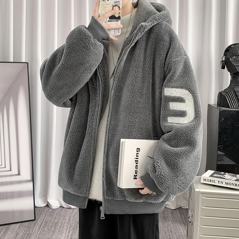 Men's Autumn Winter Coat Fleece-Lined Thickened Cotton-Padded Coat