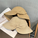 Straw Hat Washable Straw Hat Foldable Bow Fisherman Hat