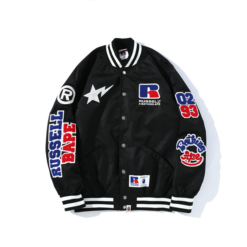BAPE Varsity Jacket Embroidered Badge Jacket Men's and Women's Baseball Uniform Jacket