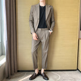 Seersucker Suit Striped Suit Cropped Pants Two-Piece Suit