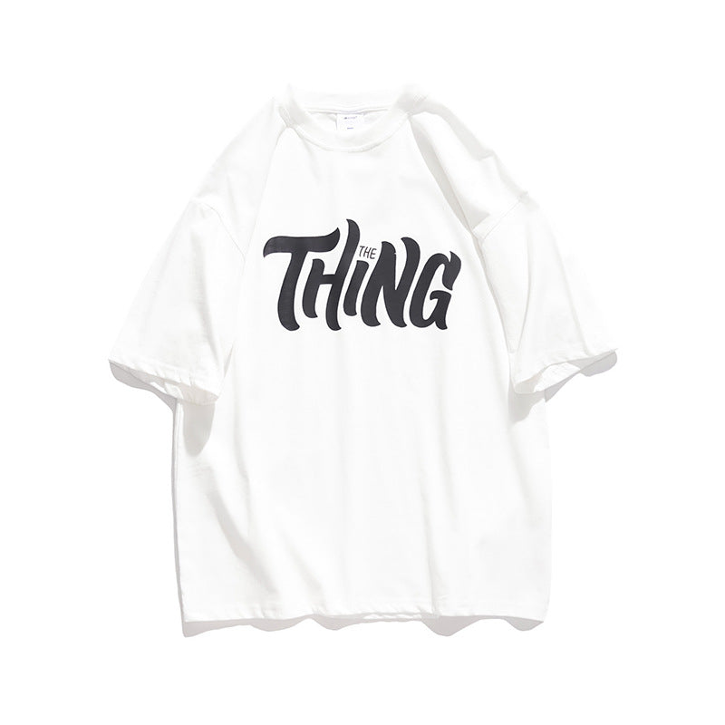 Men's T-shirt Loose Letter Print Short-Sleeve T-shirt Men's Summer Half Sleeve Student Casual T-shirt Men's T