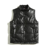 Man Fall Winter Outfis Winter Retro Leather down Leisure Cargo Sleeveless Jacket