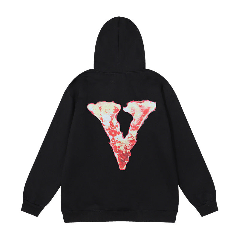 Juice WRLD in Loving Memory Hoodie Juice-Wrld-X-Vlone-Burner Portrait Printing Hooded Pullover Fleece-Lined