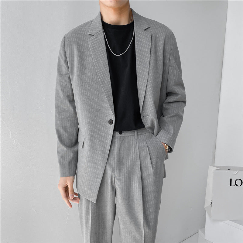 Seersucker Suit Men's Design Jacket Casual Striped Business Formal Wear