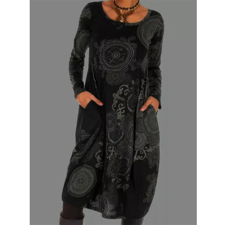 Work Dresses with Pockets Autumn and Winter Pullover Dress Long Dress