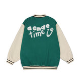 Letterman Jacket Outfit Senior Jackets Varsity Baseball Coat Men's Stitching Loose Lapel Jacket