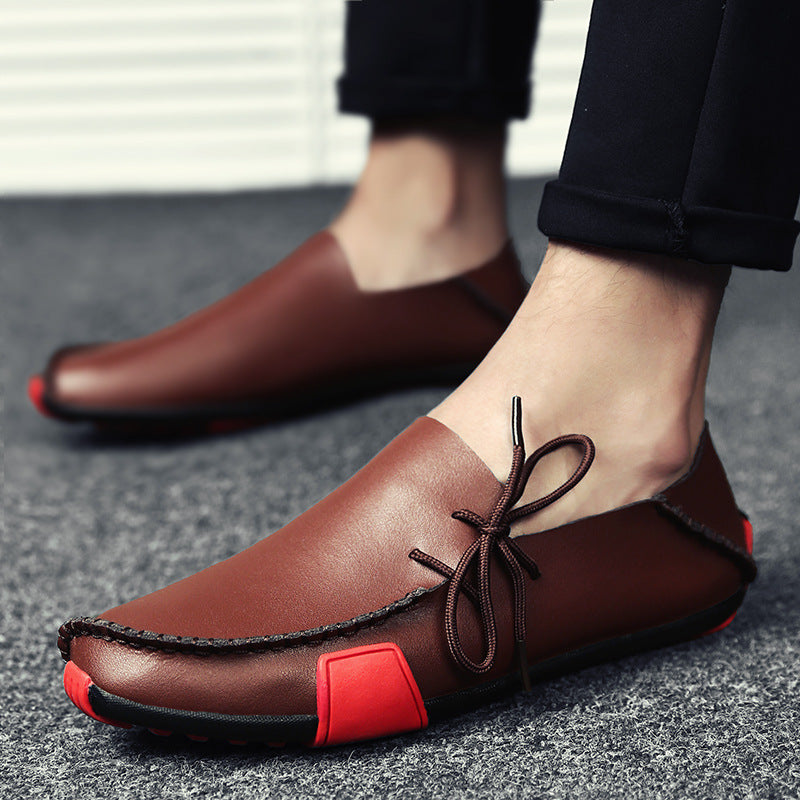 Loafers for Men Loafers Men's Two-Layer Cowhide Lace-up Fashion Shoes