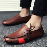 Loafers for Men Loafers Men's Two-Layer Cowhide Lace-up Fashion Shoes