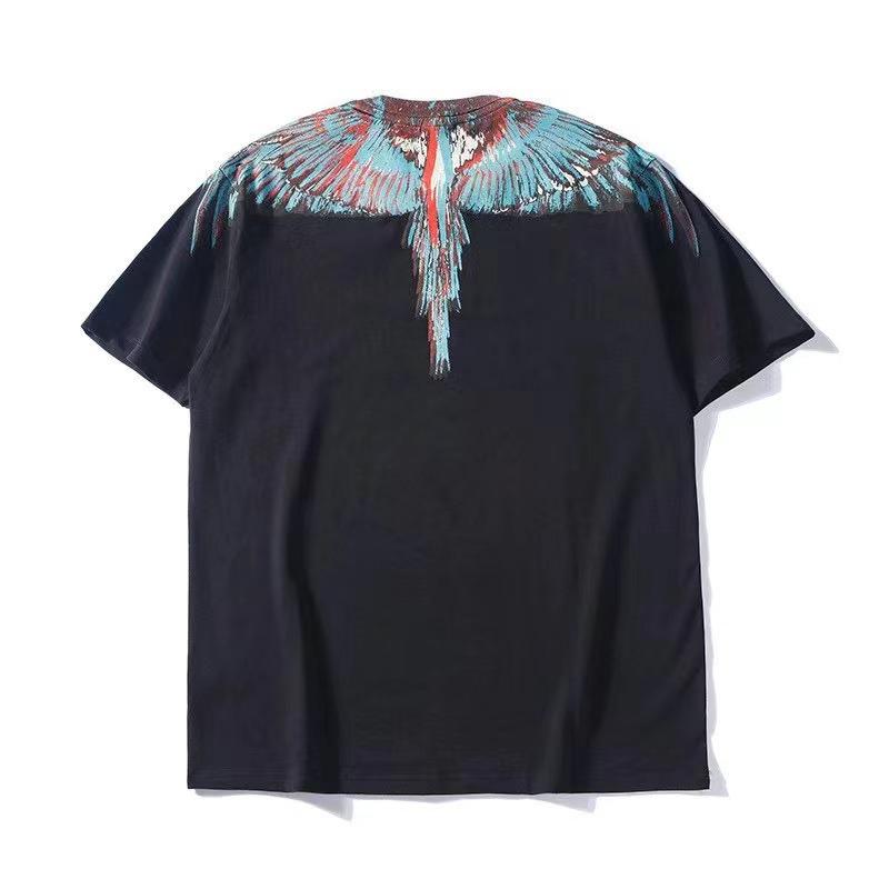 Marcelo Burlon T Shirt Fashion Brand Colorful Wings Feather Short Sleeve T-shirt Men and Women Hip Hop Oversize Loose High Street Half Sleeve