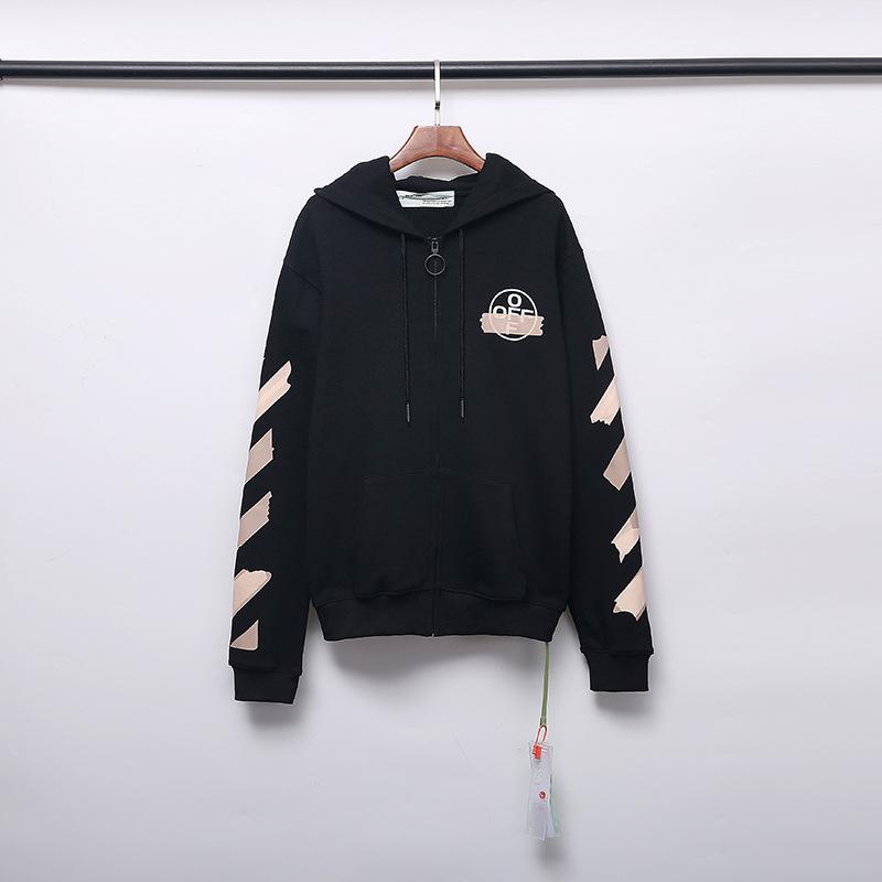 Off White Hoodie Printed Cotton Sweater Zipper Coat Owt Casual Fashionable