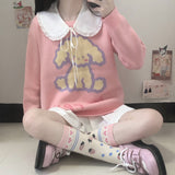 Pastel Gothic Lolita Harajuku Style Clothing Preppy Style Happy Puppy Long Sleeve Sweater