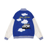 Letterman Jacket Outfit Senior Jackets Varsity Baseball Coat Cartoon Letter Embroidered Baseball Uniform Coat Men