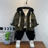 Toddler Boys Jackets Boys' Leopard Print Denim Jacket Spring and Autumn Children's