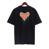 Palm Angels Letter Heart Printing Casual Loose Short Sleeved T-shirt Men and Women High Street Fashion Brand