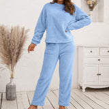 Women Sherpa Jacket Hooded Sweater Set Loose Casual Homewear Double-Sided Plush Two-Piece Set