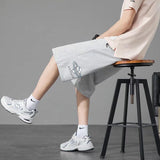 Summer Men Shorts Casual Pants Printed Cropped Pants Mid-High Waist Loose Summer Sports Pants