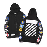 Off White Zipper Hoodie Off Embroidery Team Armband Zipper Cardigan Hoodie Coat