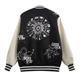 Letterman Jacket Outfit Senior Jackets Varsity Baseball Coat Multicolor Printing Jacket Men 'S Baggy Coat
