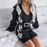 Sweater Dress Outfit With Tights 2 Piece Set Autumn and Winter New Knitted Dress