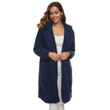 Women Sherpa Jacket Autumn Winter Cotton-Padded Coat Ladies' Lamb Wool Winter Mid-Length Berber Fleece Coat