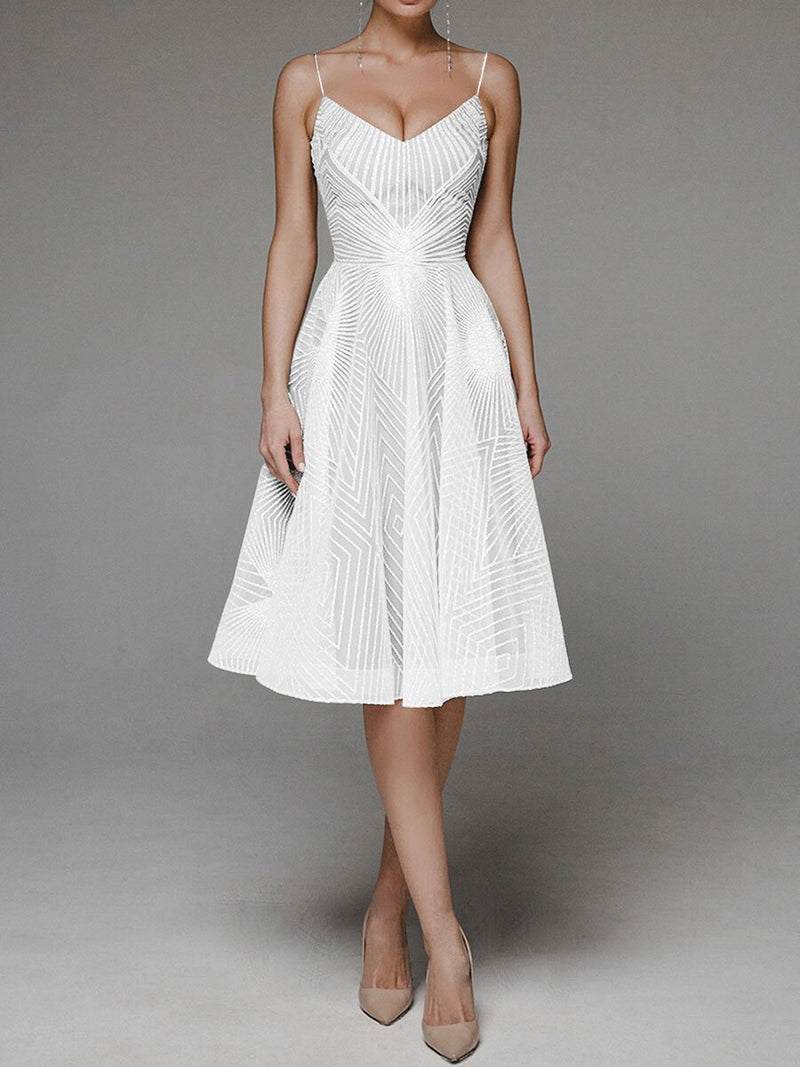 Semi Formal Dresses for Wedding Spring/Summer Long Dress Sexy Strap Embroidered Sleeveless Dress