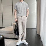 Men Polo Shirts Striped Lapel T-shirt