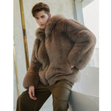 Beaver Coat Men's Men's Short Autumn and Winter Warm Men's Leather Coat Hooded Jacket