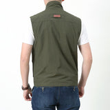Men Utility Vest Work Zipper Tactical Work Vest Slim Pocket Jacket Vest Man Spring and Autumn Multi-Pocket Quick-Dry Casual Outdoor