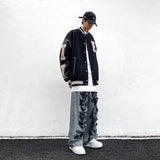 Varsity Baseball Jacket for Men Coat Autumn Hip Hop Baseball Uniform Loose Jacket
