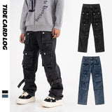 Men Cargo Pants Denim Overalls