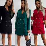 Work Dresses for Teachers Double Breasted Lace Business Suit and Dress