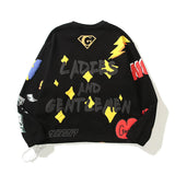Kanye Hoodie Three-Dimensional Graffiti Smiley Sweater Hip Hop Loose Coat