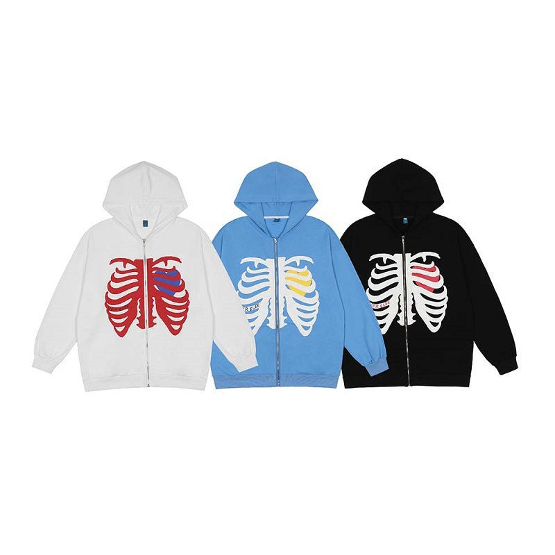 Skull Hoodie 3D Skull Printed Men's Sweater Street Casual Baseball Uniform Hoodie