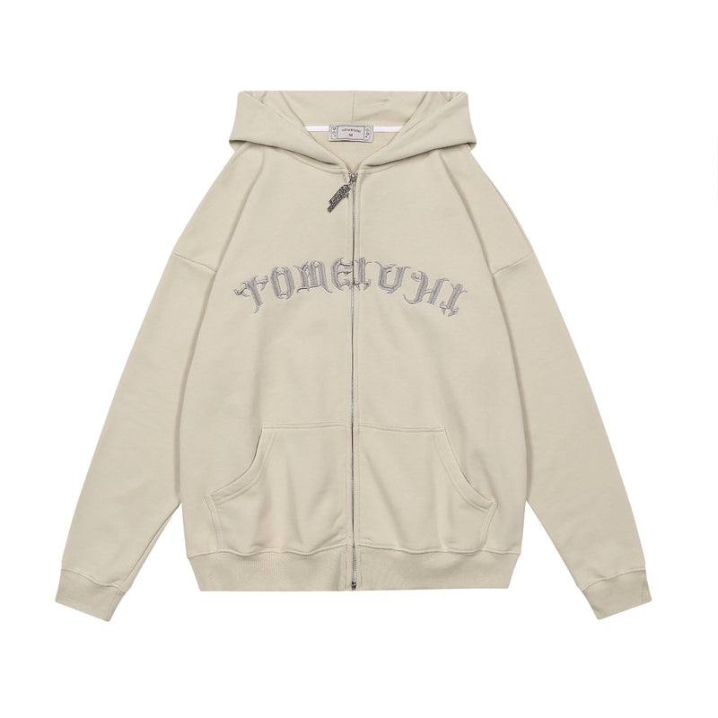 Slogan Graphic Hoodie Hooded Cardigan Sweater Men's and Women's Letter Embroidery Coat