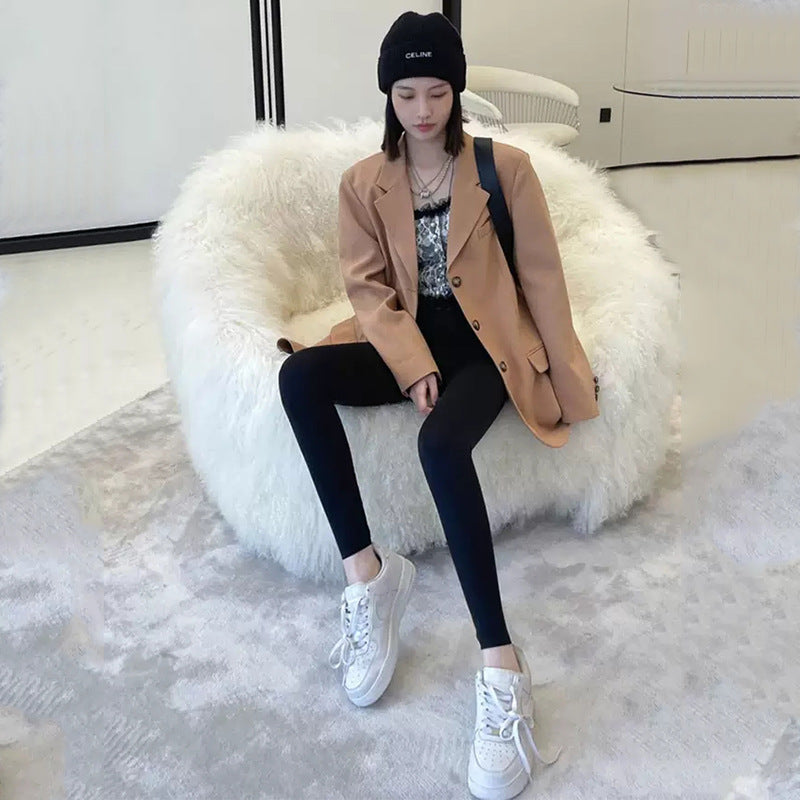 Women's Leggings Fleece-Lined Cross Waist Shark Pants Women's Outer Wear Spring and Autumn Pants