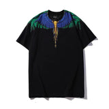 Marcelo Burlon T Shirt Fashion Brand Forest Parrot Wings Feather Printed Short Sleeve T-shirt Men and Women BF Half Sleeve