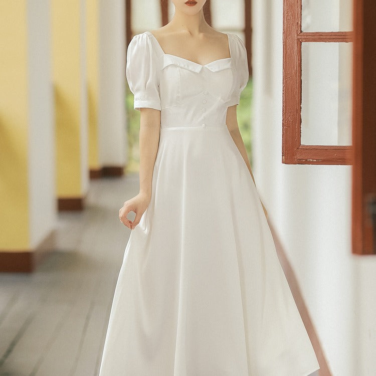 Women cottagecore Dress White Long Dress Fairy Summer Complex Dress