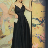 Women cottagecore Dress Women's Black Dress Fairy Temperament Tulle Skirt