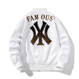 New York NYC Varsity Jacket Stand Collar Jacket Baseball Uniform Sequined Embroidered Jacket