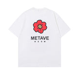 Men T Shitrs Flower Print round Neck Loose Short Sleeves