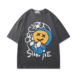 Men's T-shirt Cartoon Anime Print Short Sleeve T-shirt Men's and Women's Loose Oversize Half Sleeve