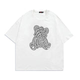 2022 Summer Man Outfits Printed Bear Crew Neck