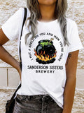 Halloween Costumes Sanderson Sisters Pumpkin Printed round Neck T-shirt for Women