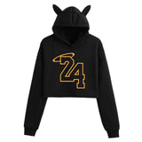 In Memory of Kobe Hoodie Kobe Peripheral Printing Casual Women Navel-Exposed Cat Ear Sweater