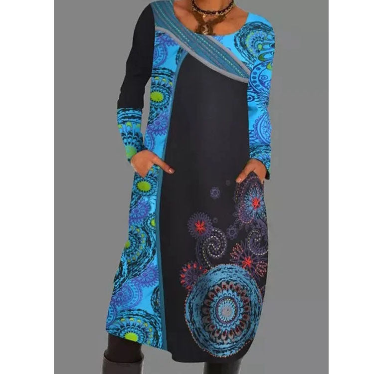Work Dresses with Pockets Autumn and Winter Pullover Dress Long Dress